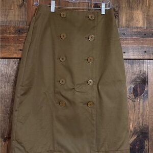 Olive Button-Front Women's Skirt